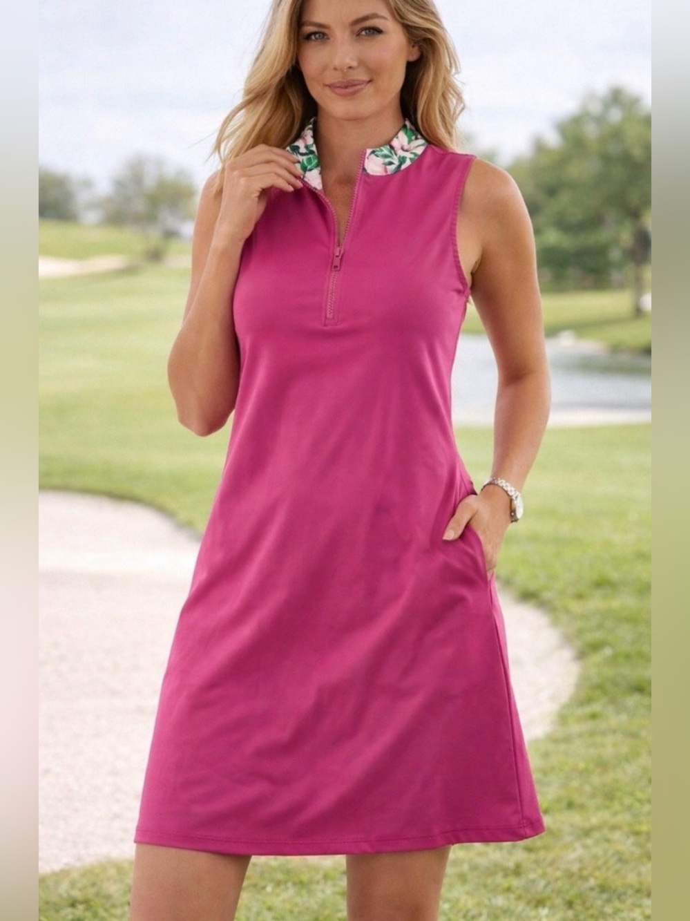 TOMMY BAHAMA Golf Dress Floral Collar With Matching Shorts